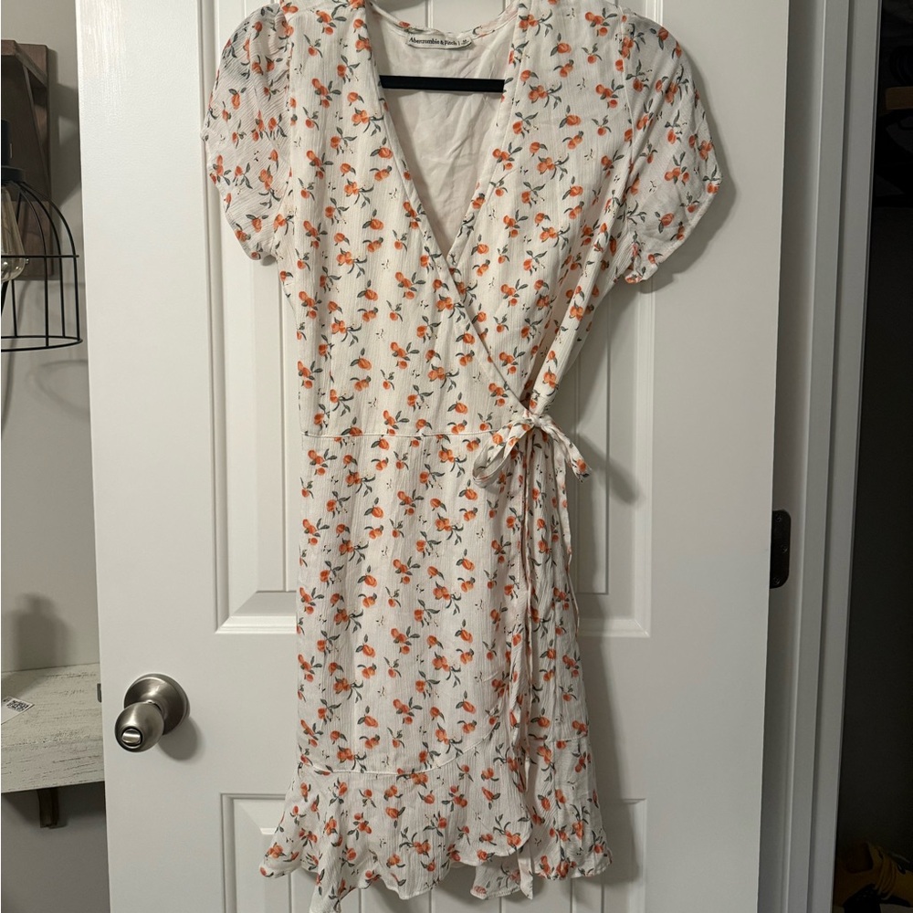 Abercrombie & Fitch White and Orange Floral Midi Dress